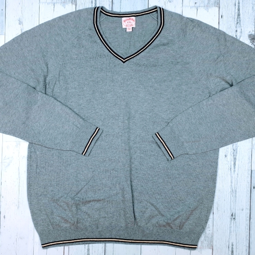 Vintage Brooks Brothers Men's XXL 2XL V-Neck Wool Blend Pullover Sweater Shirt